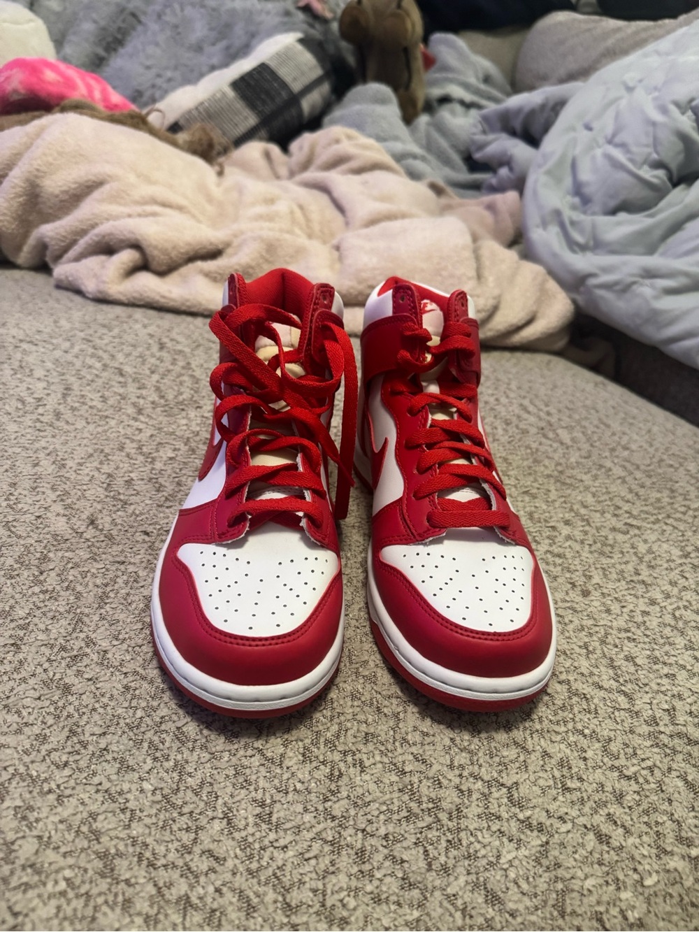 Kids Red and White High-Top Sneakers